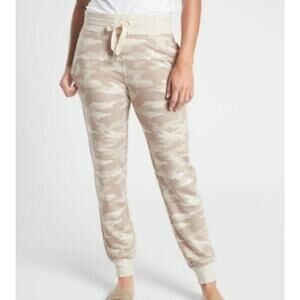 ATHLETA Jogger Pants Womens L Large Balance Printed Camo Lux Oatmeal NWT